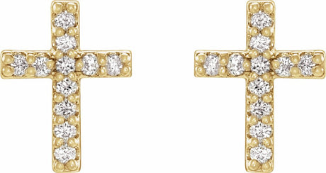 14K Yellow Gold .05 CTW Natural Diamond Cross Earrings