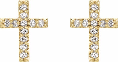 14K Yellow .05 CTW Natural Diamond Cross Earrings