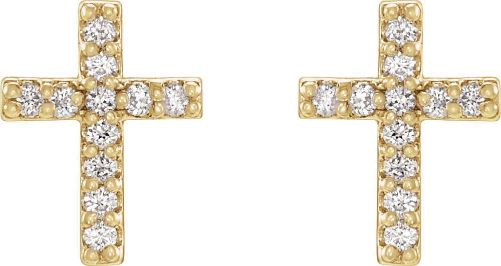 14K Yellow .05 CTW Natural Diamond Cross Earrings