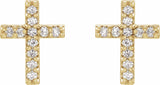 14K Yellow .05 CTW Natural Diamond Cross Earrings