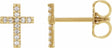 14K Yellow Gold .05 CTW Natural Diamond Cross Earrings