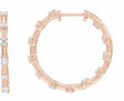 14K Rose 1 CTW Lab-Grown Diamond Inside-Outside 25.1 mm Hoop Earrings
