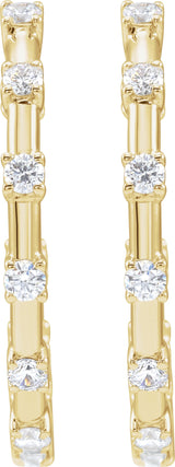 14K Yellow 1 CTW Lab-Grown Diamond Inside-Outside 25.1 mm Hoop Earrings