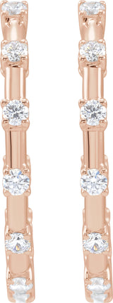 14K Rose 1 CTW Lab-Grown Diamond Inside-Outside 25.1 mm Hoop Earrings