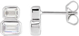 14K White Gold 1 CTW Lab-Grown Diamond Two-Stone Stud Earrings