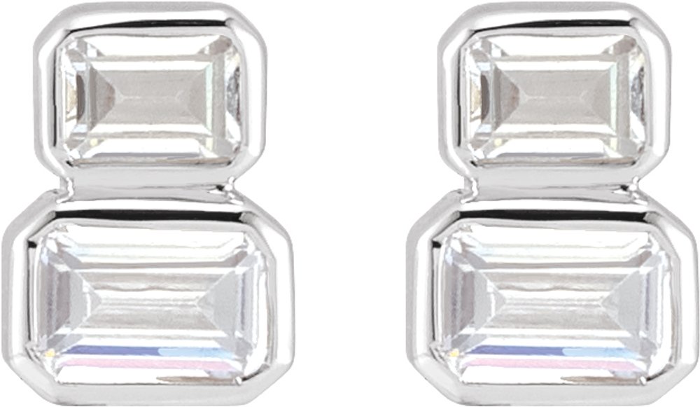 14K White 1 CTW Lab-Grown Diamond Two-Stone Stud Earrings