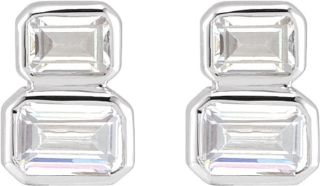 14K White Gold 1 CTW Lab-Grown Diamond Two-Stone Stud Earrings