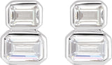 14K White Gold 1 CTW Lab-Grown Diamond Two-Stone Stud Earrings
