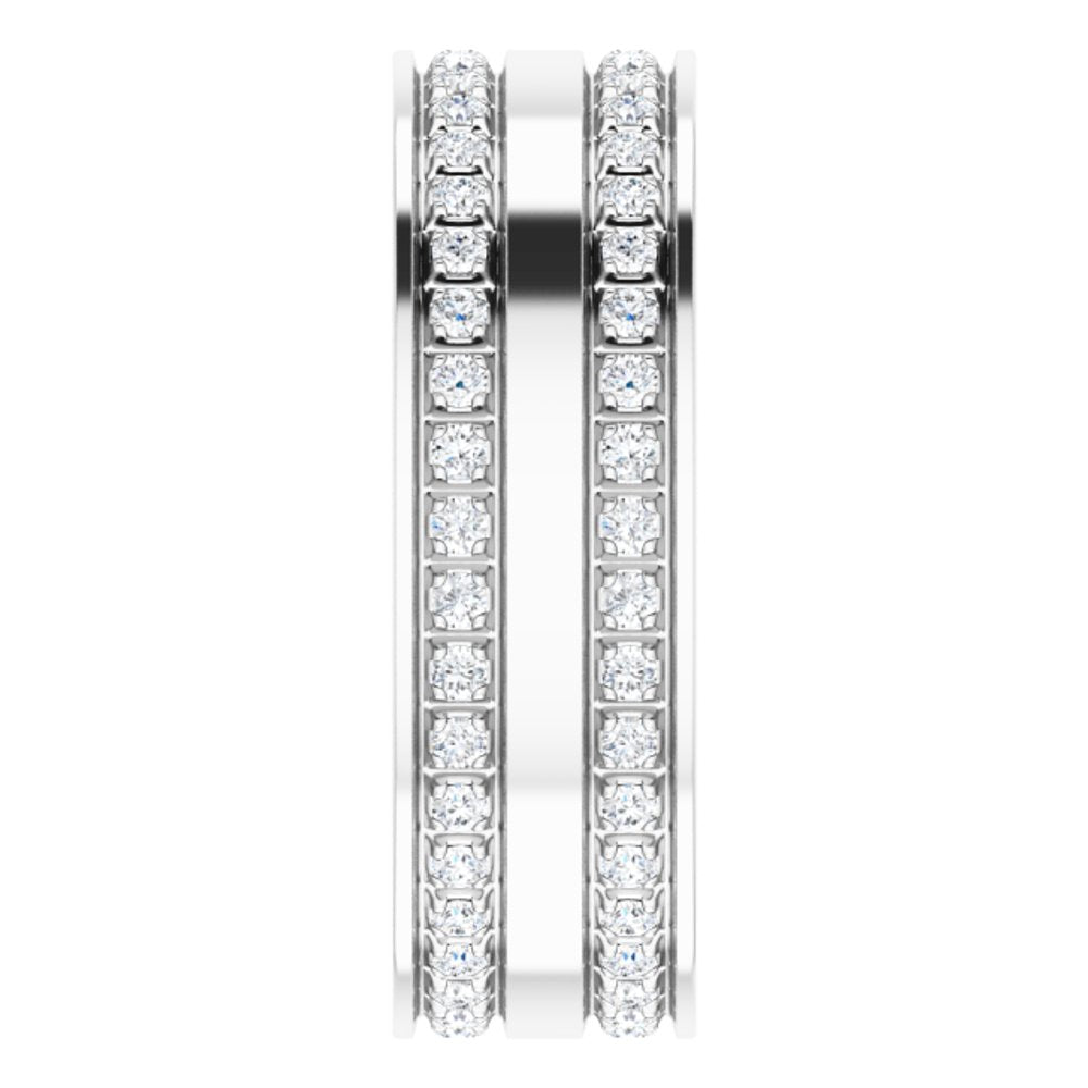 14K White 3/4 CTW Lab-Grown Diamond Double Row Accented Band