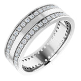 14K White Gold 3/4 CTW Lab-Grown Diamond Double Row Accented Band Size 10.5