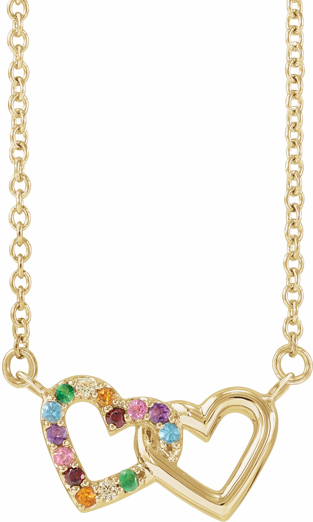 14K Yellow Natural Multi-Gemstone Rainbow 18" Necklace