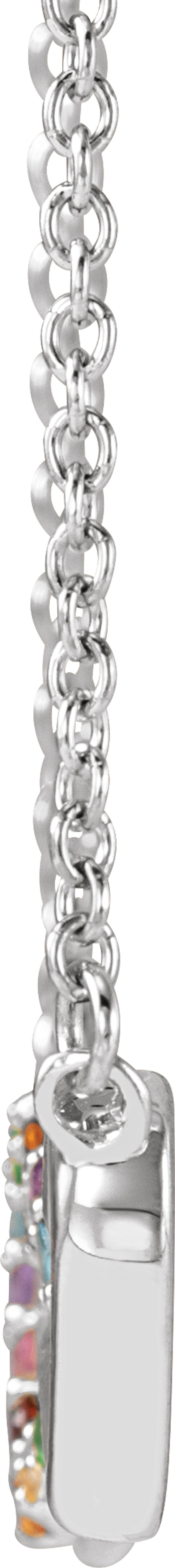 14K White Natural Multi-Gemstone Rainbow 18" Necklace