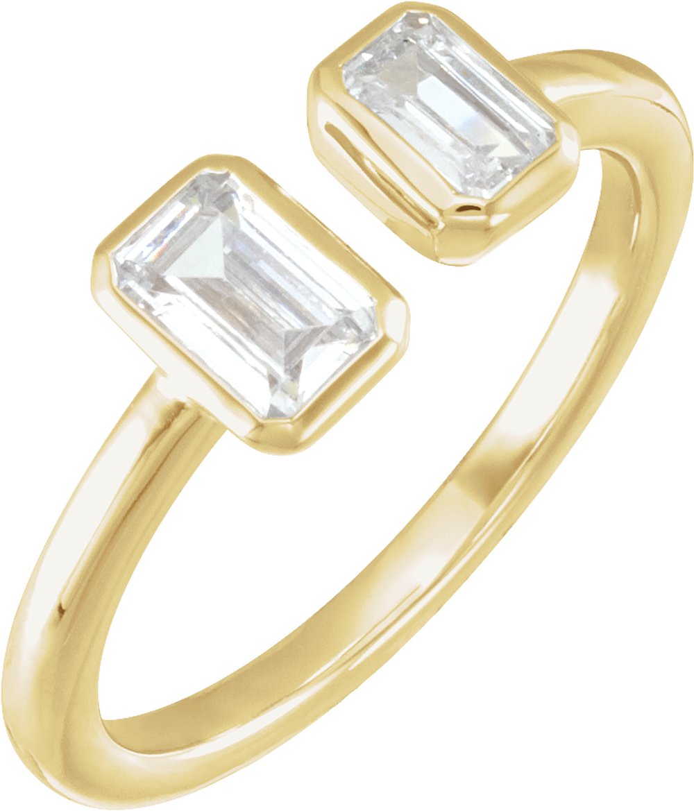 14K Yellow Gold 1 CTW Lab-Grown Diamond Two-Stone Ring