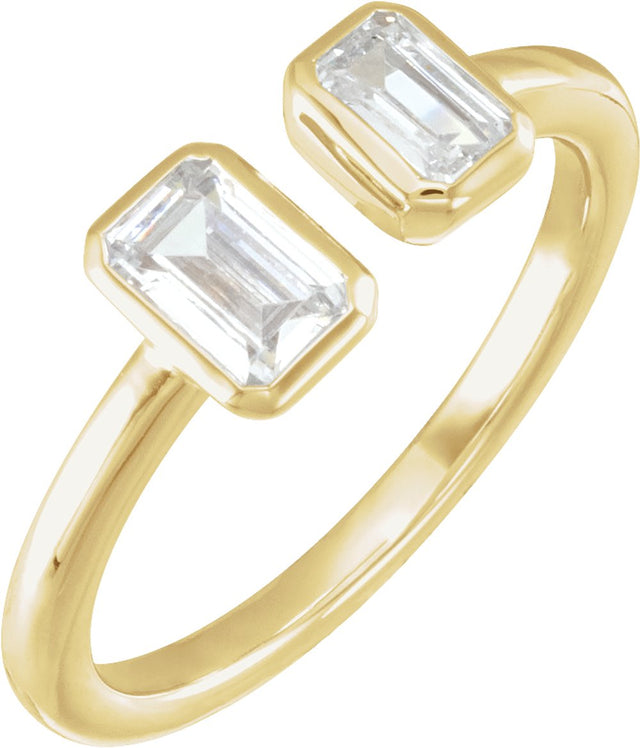 14K Yellow Gold 1 CTW Lab-Grown Diamond Two-Stone Ring