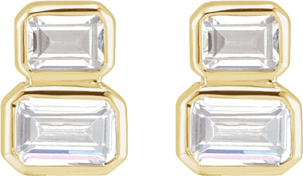 14K Yellow 1 CTW Lab-Grown Diamond Two-Stone Stud Earrings