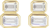 14K Yellow 1 CTW Lab-Grown Diamond Two-Stone Stud Earrings