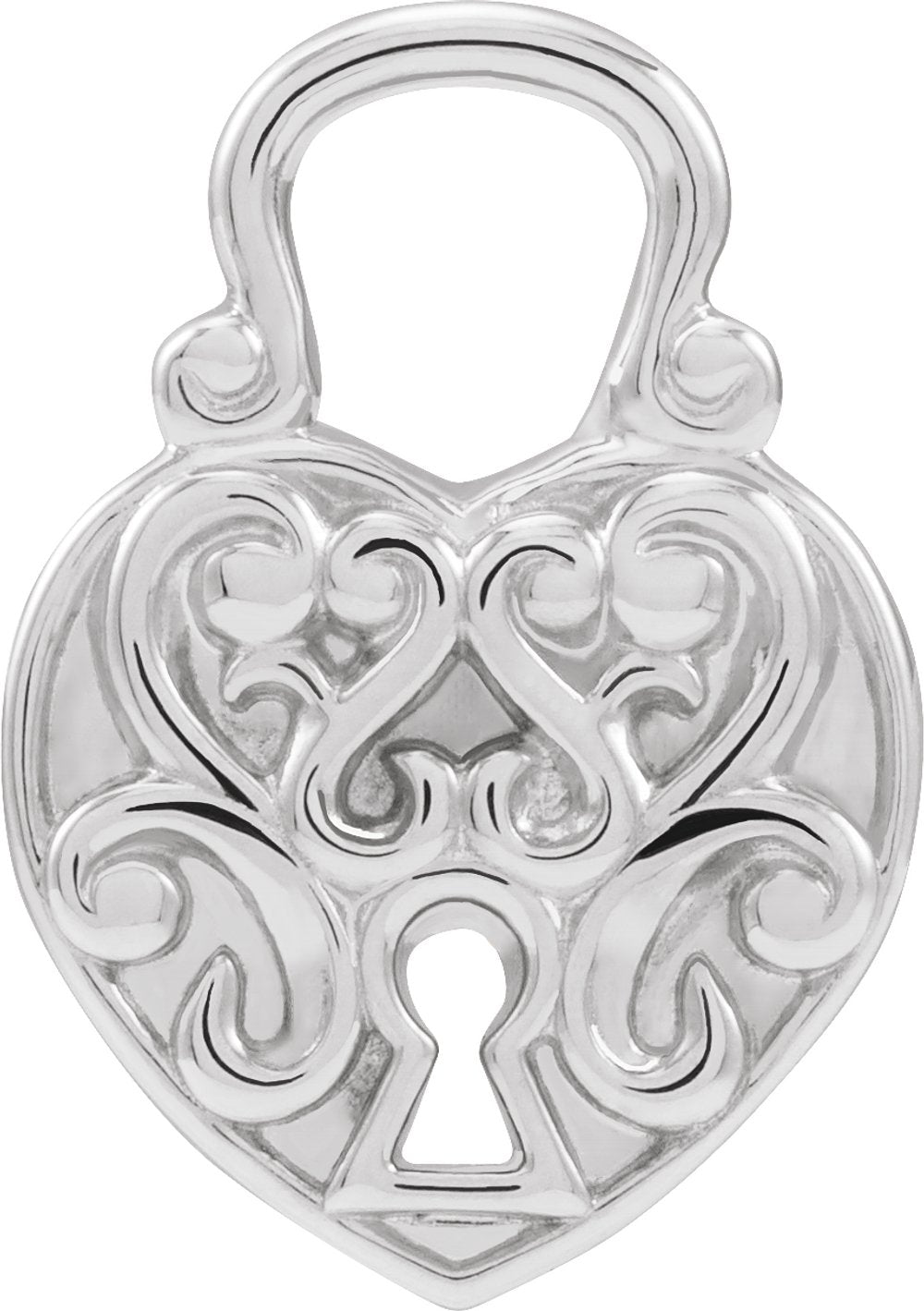 Sterling Silver 15.3x10.7 mm Vintage-Inspired Lock Pendant