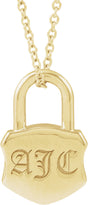 14K Yellow Engravable Lock 16-18" Necklace