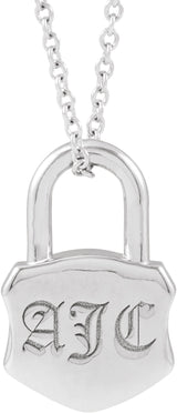 Sterling Silver Engravable Lock 16-18" Necklace