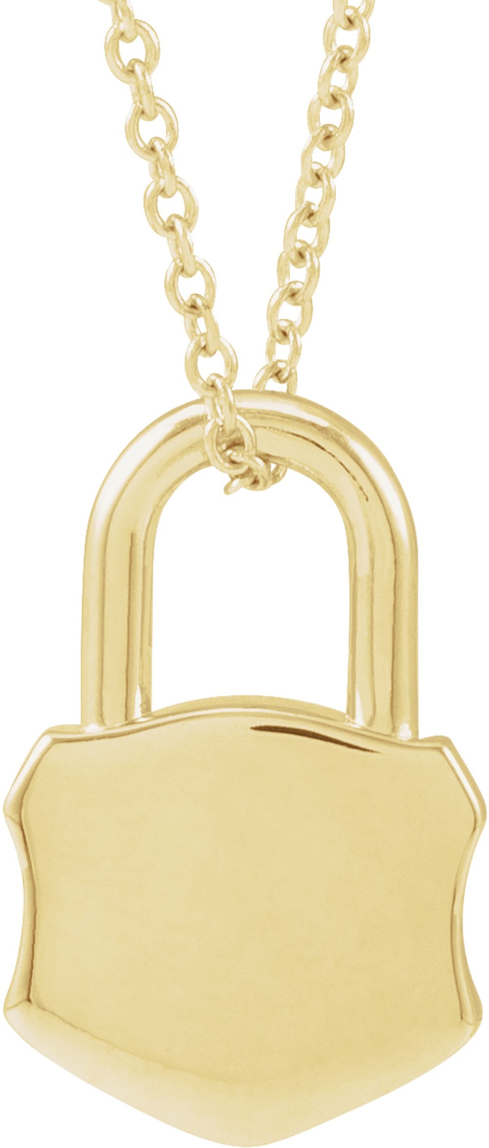 14K Yellow Engravable Lock 16-18" Necklace