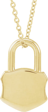 14K Yellow Engravable Lock 16-18" Necklace