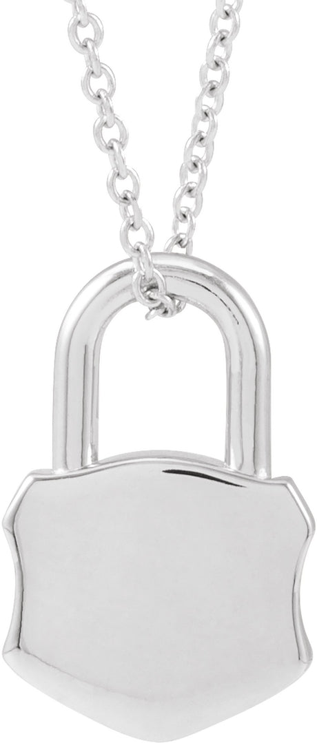 Sterling Silver Engravable Lock 16-18" Necklace