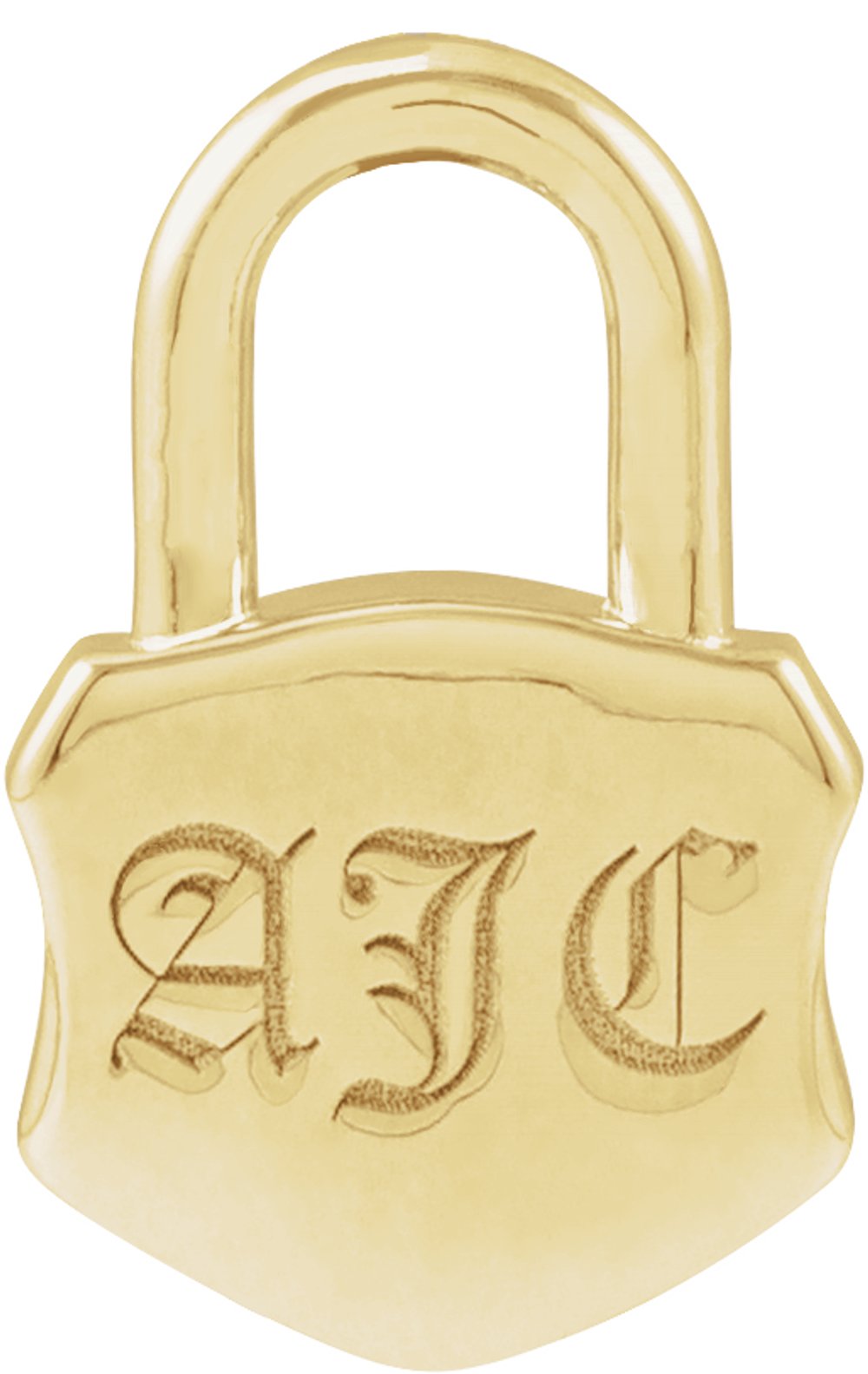 14K Yellow 15.3x10.1 mm Engravable Lock Pendant