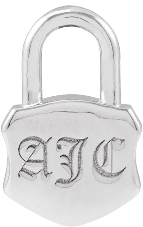 Sterling Silver 15.3x10.1 mm Engravable Lock Pendant