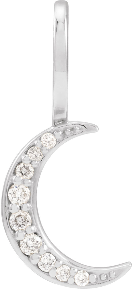 14K White .07 CTW Natural Diamond Crescent Moon Charm/Pendant