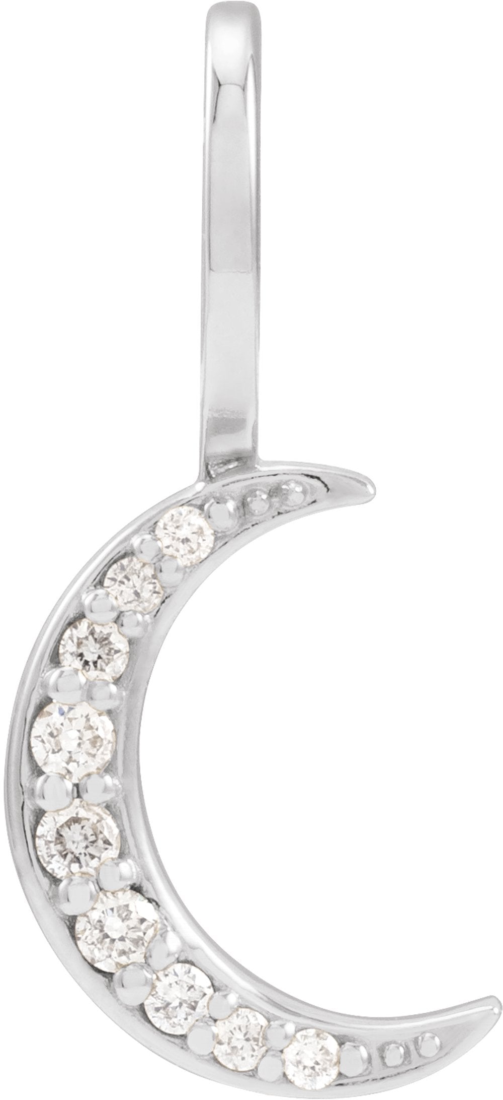 14K White Gold .07 CTW Natural Diamond Crescent Moon Charm/Pendant