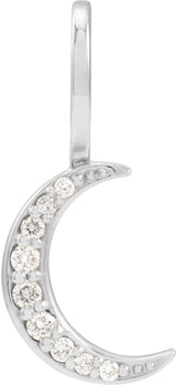 14K White Gold .07 CTW Natural Diamond Crescent Moon Charm/Pendant