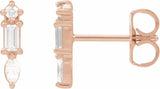 14K Rose Gold 1/6 CTW Natural Diamond Bar Earrings