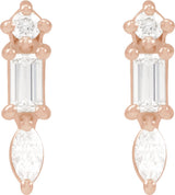 14K Rose Gold 1/6 CTW Natural Diamond Bar Earrings
