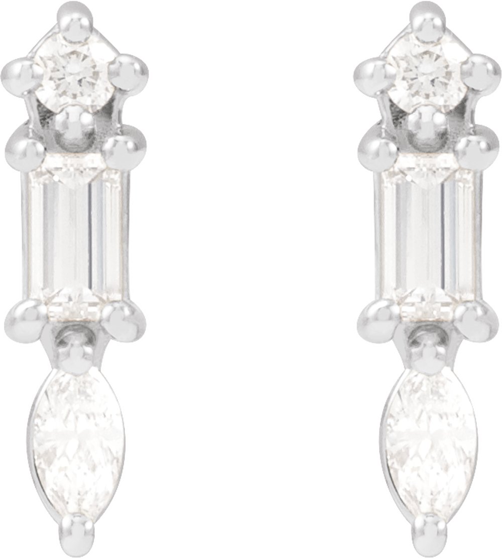 14K White 1/6 CTW Natural Diamond Bar Earrings