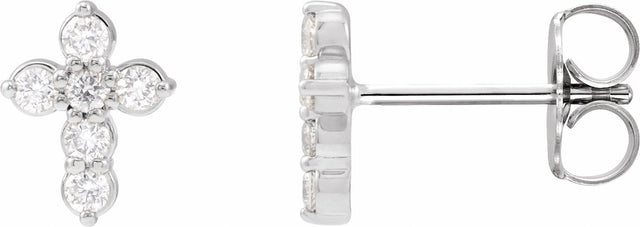 14K White Gold 1/6 CTW Lab-Grown Diamond Cross Earrings