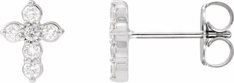 14K White 1/6 CTW Natural Diamond Cross Earrings