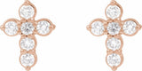 14K Rose Gold 1/6 CTW Natural Diamond Cross Earrings