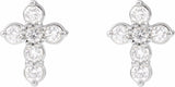 14K White 1/6 CTW Lab-Grown Diamond Cross Earrings