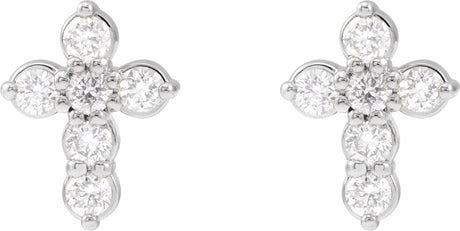 14K White 1/6 CTW Lab-Grown Diamond Cross Earrings