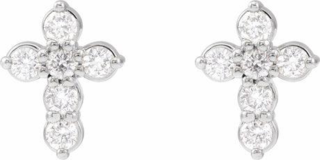 14K White 1/6 CTW Natural Diamond Cross Earrings