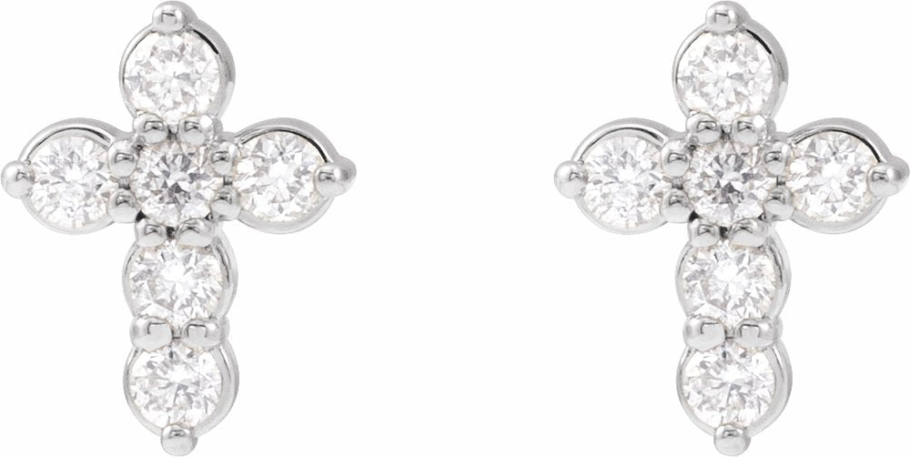 14K White Gold 1/6 CTW Lab-Grown Diamond Cross Earrings