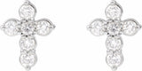 14K White Gold 1/6 CTW Lab-Grown Diamond Cross Earrings