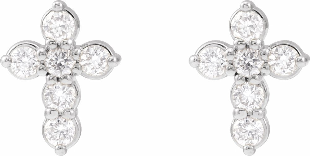 14K White 1/6 CTW Lab-Grown Diamond Cross Earrings