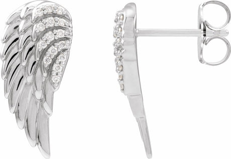 14K White .07 CTW Natural Diamond Angel Wing Earrings