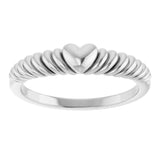 Sterling Silver Rope Heart Dome Ring