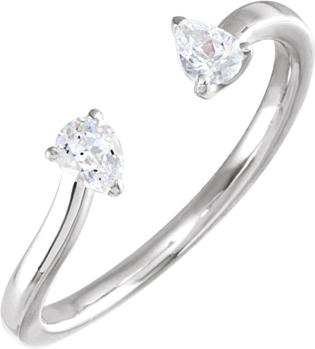 14K White Gold 1/5 CTW Lab-Grown Diamond Two-Stone Ring