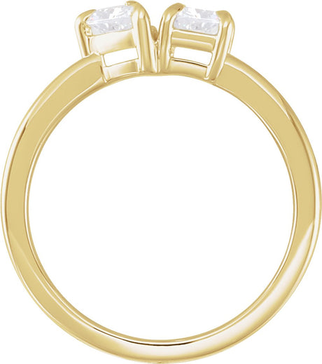 14K Yellow 1 CTW Lab-Grown Diamond Two-Stone Ring