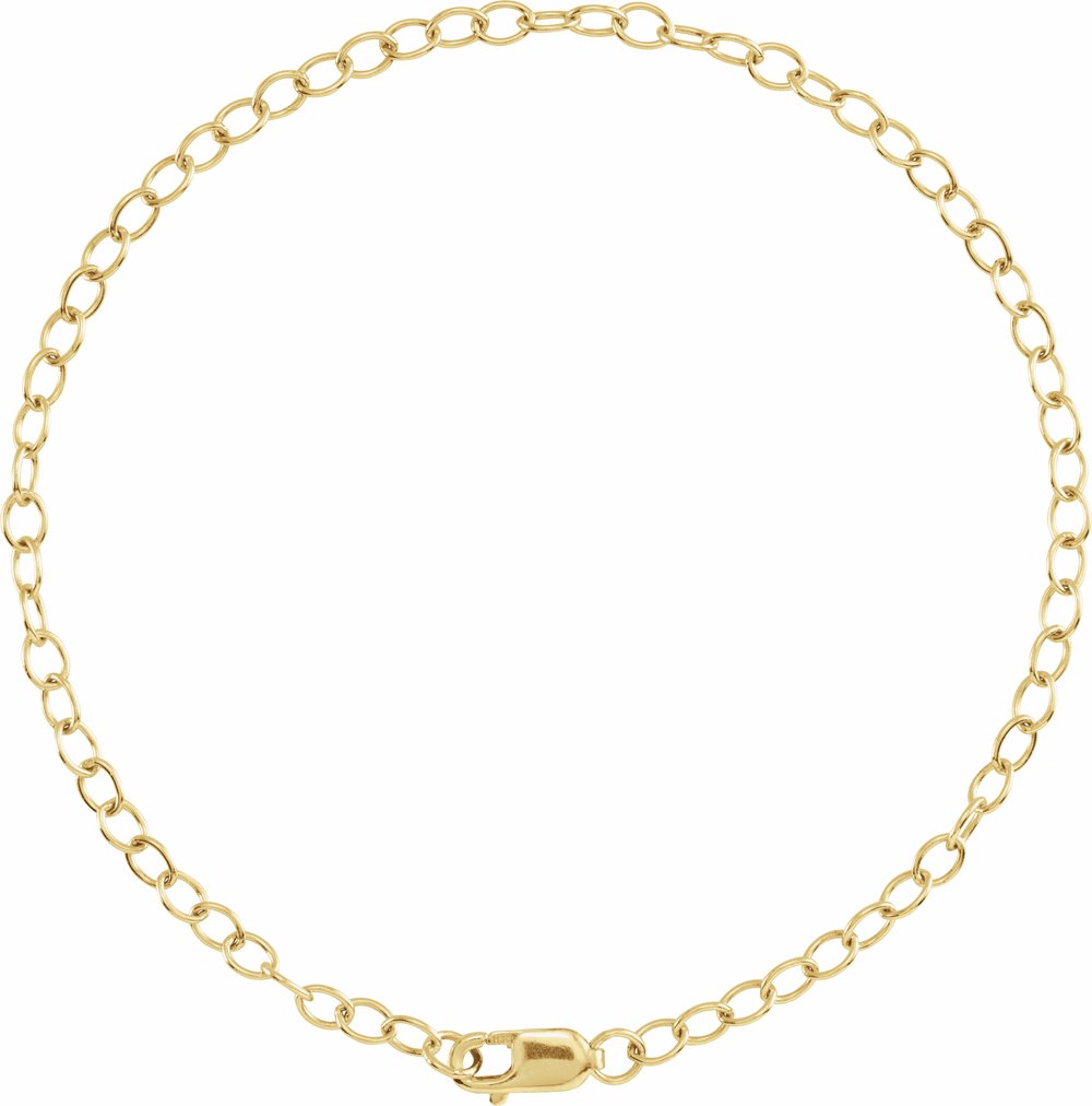 14K Yellow Gold 2.5 mm Cable 7" Chain 
