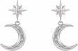14K White Crescent Moon Earrings