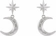 14K White Crescent Moon Earrings